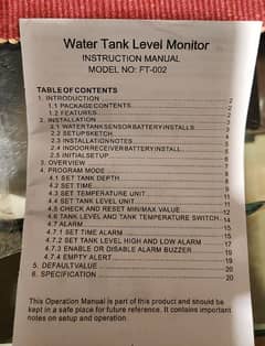 Water level Detector wireless ultrasonic sensor FT-002