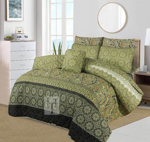 6 PCs Bedsheet Comforter Set - Free Delivery - Premium Quality - Nice 8