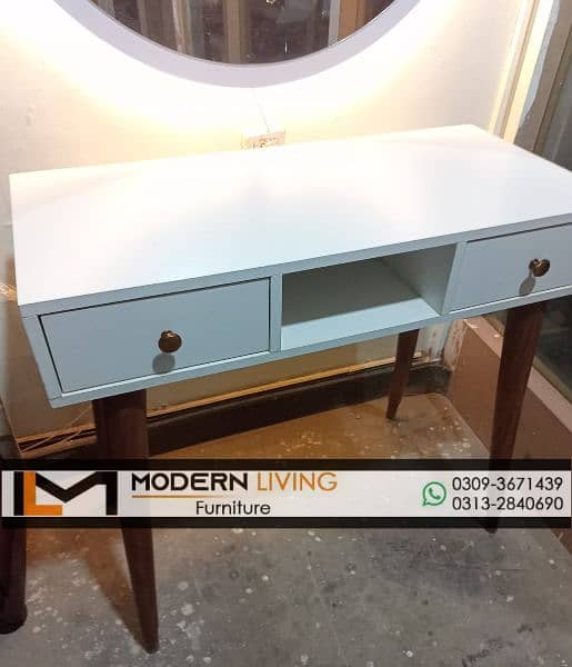 Stylish Dressing table 2 drawers with round mirror 3