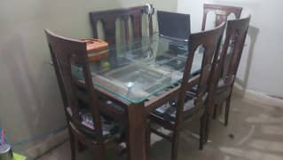 Wooden Original sheesham table with thick Glass top