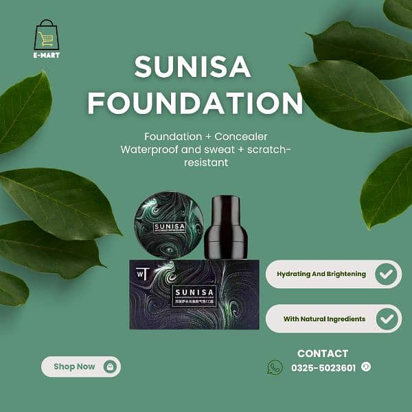 Sunisa Foundation is a waterproof and sweat and scratch resistant 1