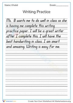 Handwriting Assessment Work