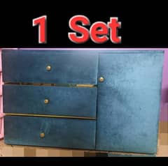 1 Set of Cabinet + 2 Set Of drawer (with Glass Topp)