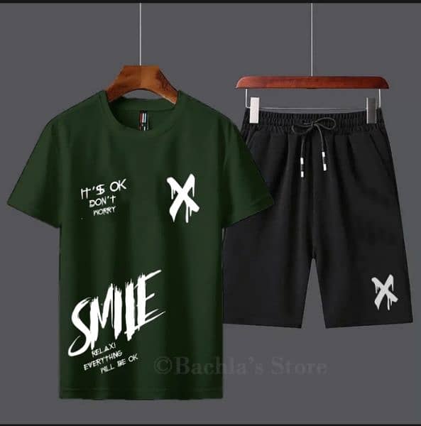 Tracksuit Cotton Fabric T. shirt & short set for summer elegant suits 1