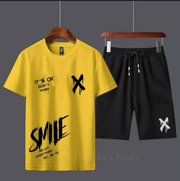 Tracksuit Cotton Fabric T. shirt & short set for summer elegant suits 4