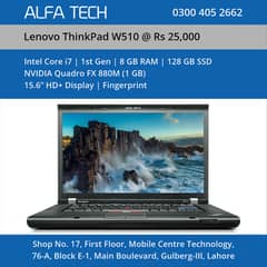 Lenovo ThinkPad W510 Laptop (i7-1st-8-128-15.6”-HD+) - ALFA TECH