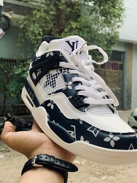 Jordan x LV whitw and blue pair 2