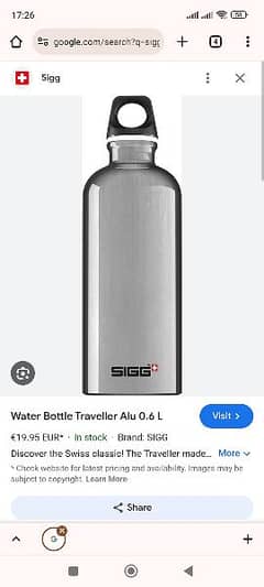 SIGG+ Travelling Bottle Swiss Made 0332-0521233 0