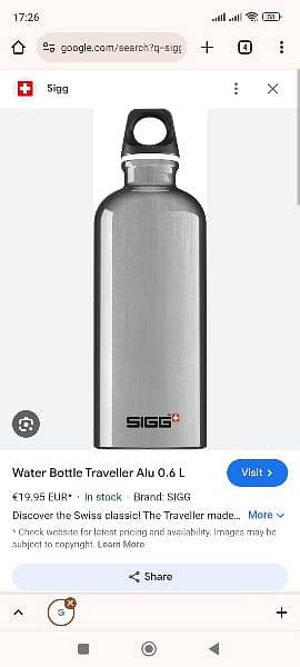 SIGG+ Travelling Bottle Swiss Made 0332-0521233 0