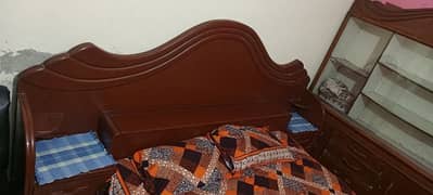 bed+side tables attach + Showcase wooden made 100% all ok just buy use