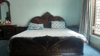 Pure wood bed set with side table and Dressing table