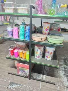 cosmetics counter and shelves stand