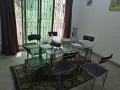 imported glass dinning table with 6 chairs
