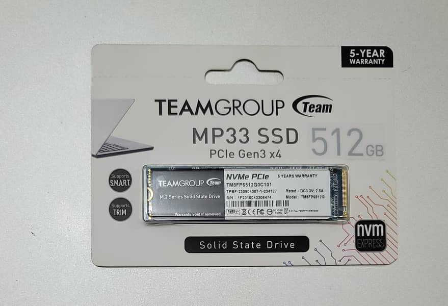 TEAMGROUP 512GB M. 2 NVMe SSD, Gen 3, Sealed Box, 5-Year Warranty 0