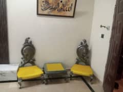 2 chair and 1 center table yellow velvet good quality fabrics