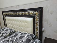 Wood bed 2 side tables and dressing table for sale 0