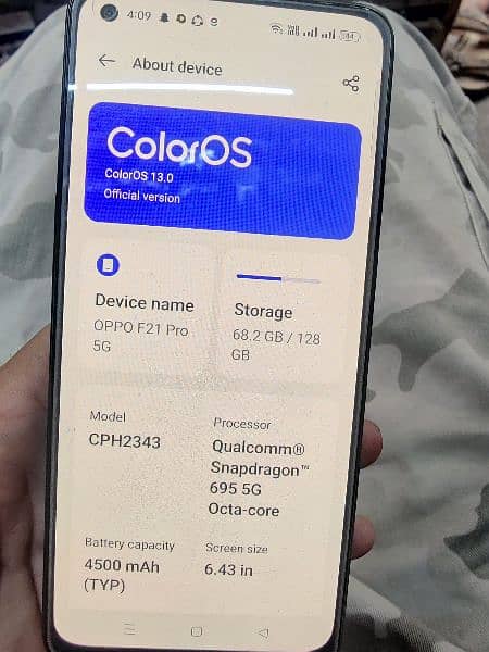 oppo f21pro 5G 8+4GB ram 128GB complete box asess packed phone 13