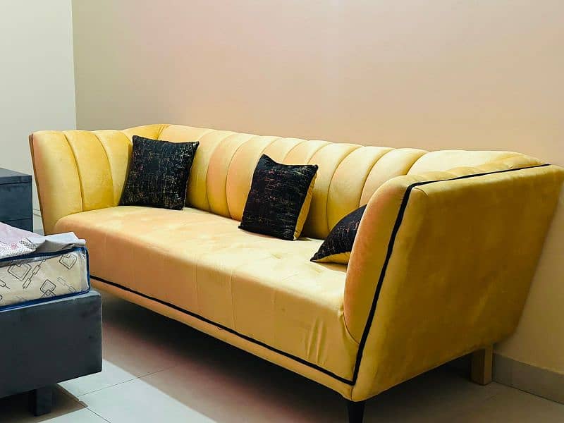 Sofa sets L shape velvet skin sofa mustard 6 seater sofa 5