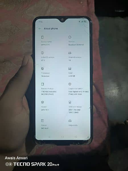 OPPO F11  4/64 condition 8/10 RS. 14000/- 2