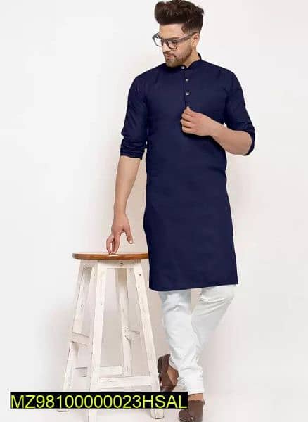 2pcs mens stich  cotton plain kurta pajama  medium size 1