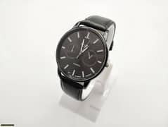 men's leather analog watch