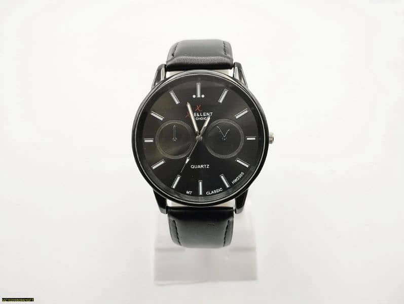 men's leather analog watch 1