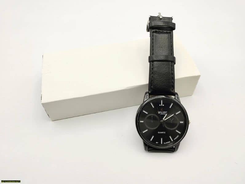 men's leather analog watch 2