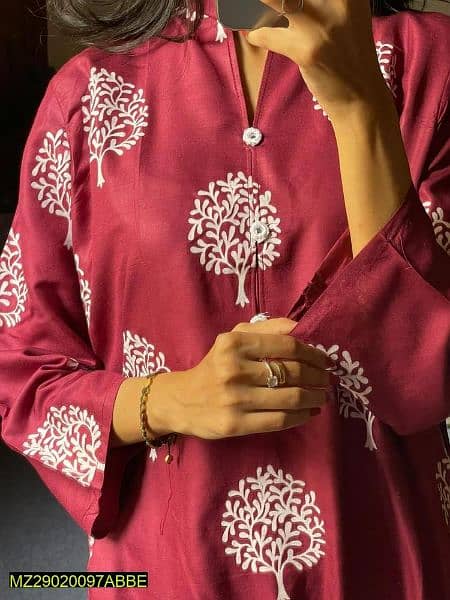 2 pcs Women Stitched Arabic Lawn printed shirt and trouser 1