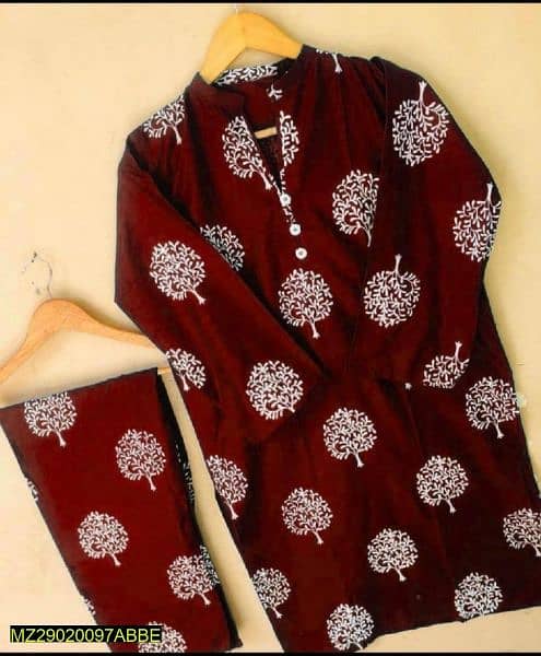 2 pcs Women Stitched Arabic Lawn printed shirt and trouser 2