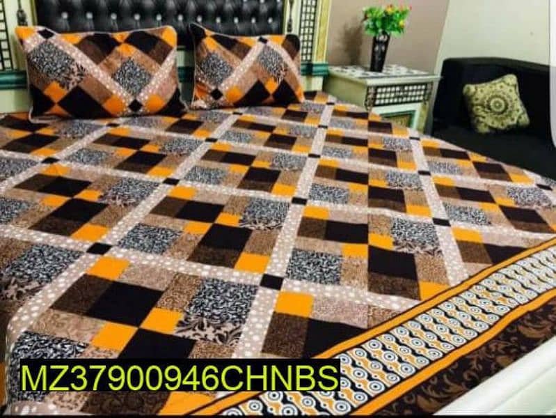 3 Pcs Cotton Printed Double Bedsheet 1