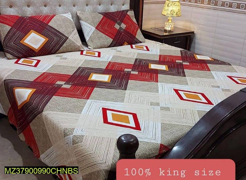 3 Pcs Cotton Printed Double Bedsheet 5