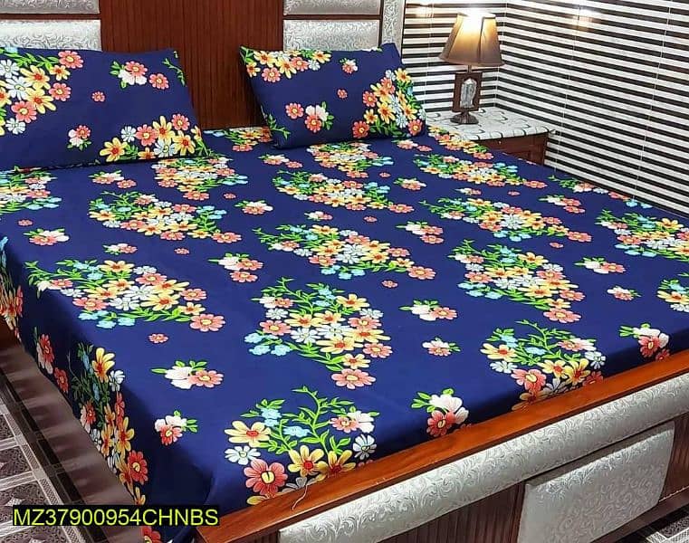 3 Pcs Cotton Printed Double Bedsheet 6