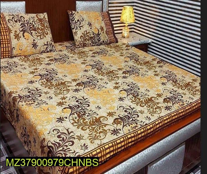 3 Pcs Cotton Printed Double Bedsheet 13