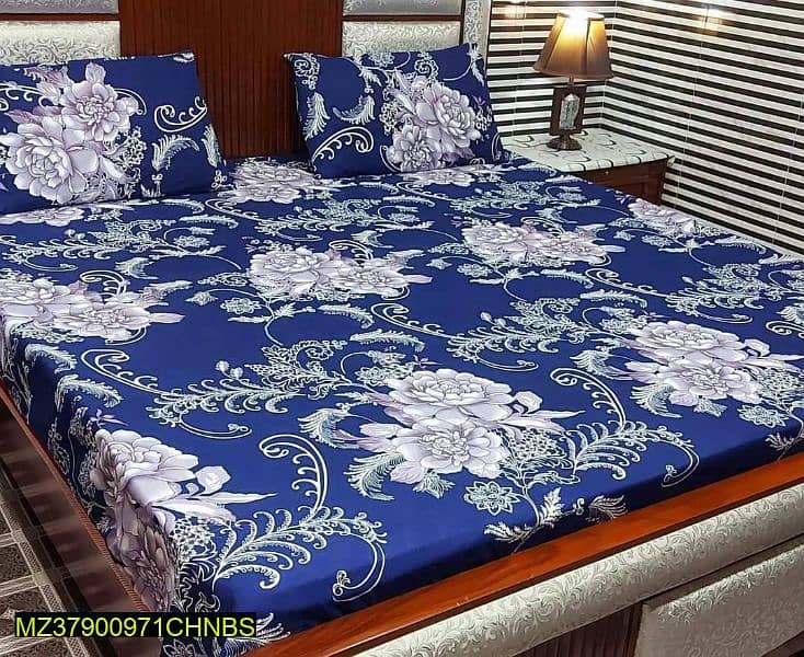 3 Pcs Cotton Printed Double Bedsheet 15