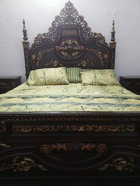 Chinioti Bed with Side Tables, Dressing Table and Mattress 100% OK 12