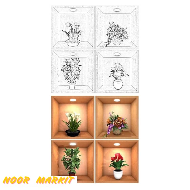 4 Pcs Wall Decor 3D Sticker Removable 0