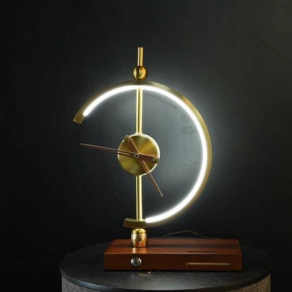 Table lamp clock wireless charger ring light phone holder 5