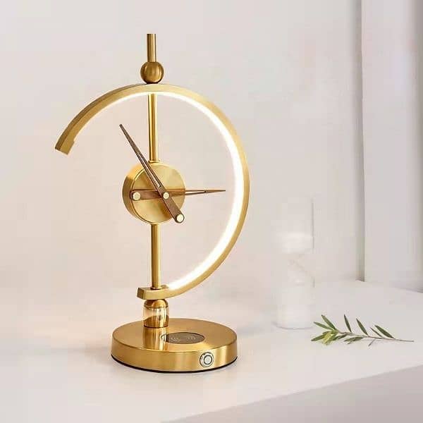 Table lamp clock wireless charger ring light phone holder 6