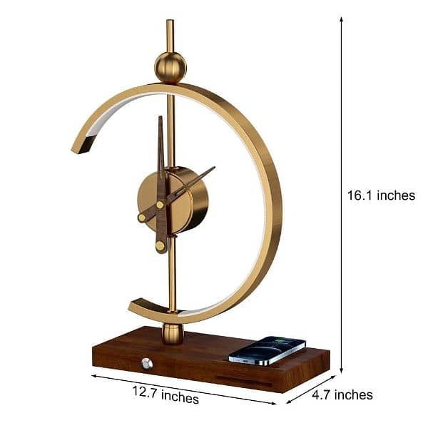 Table lamp clock wireless charger ring light phone holder 8
