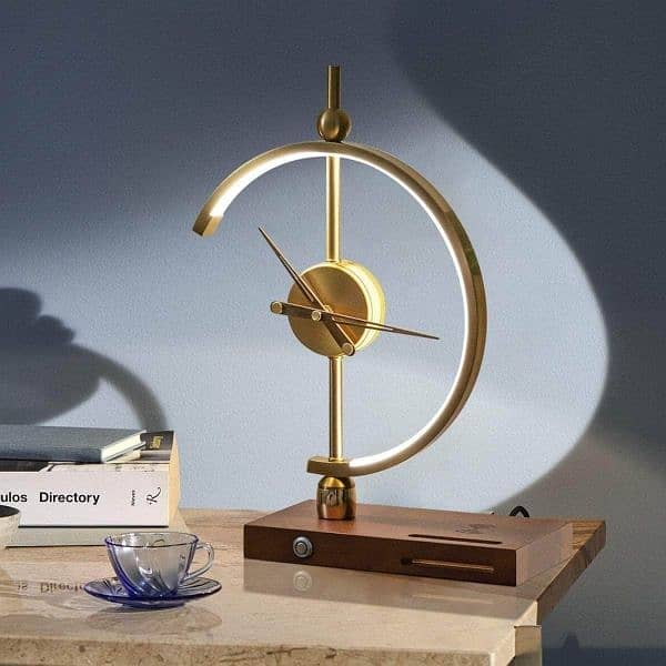 Table lamp clock wireless charger ring light phone holder 10