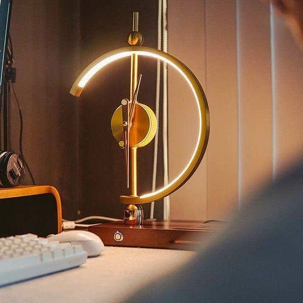 Table lamp clock wireless charger ring light phone holder 15