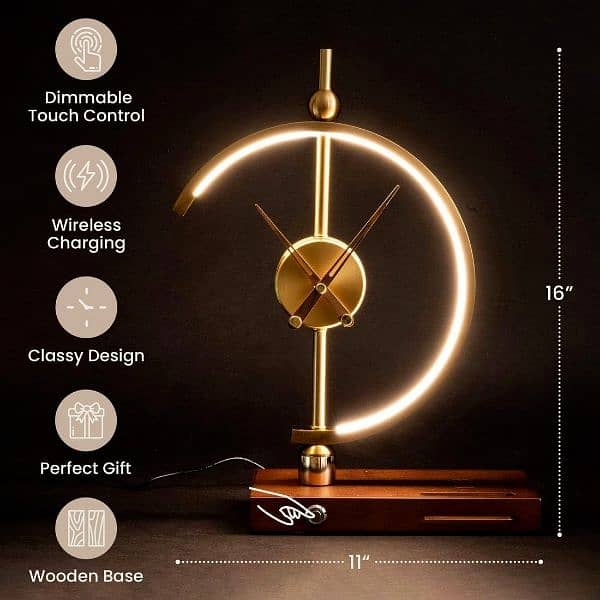 Table lamp clock wireless charger ring light phone holder 16