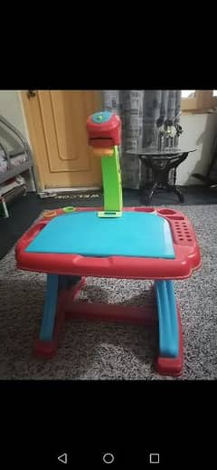 kids table with stool and lamp