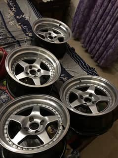 15 inch 100 pcd straggered rims deep dish rims