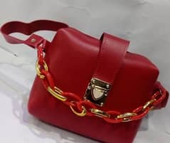 Women chunky chain purse pure leather