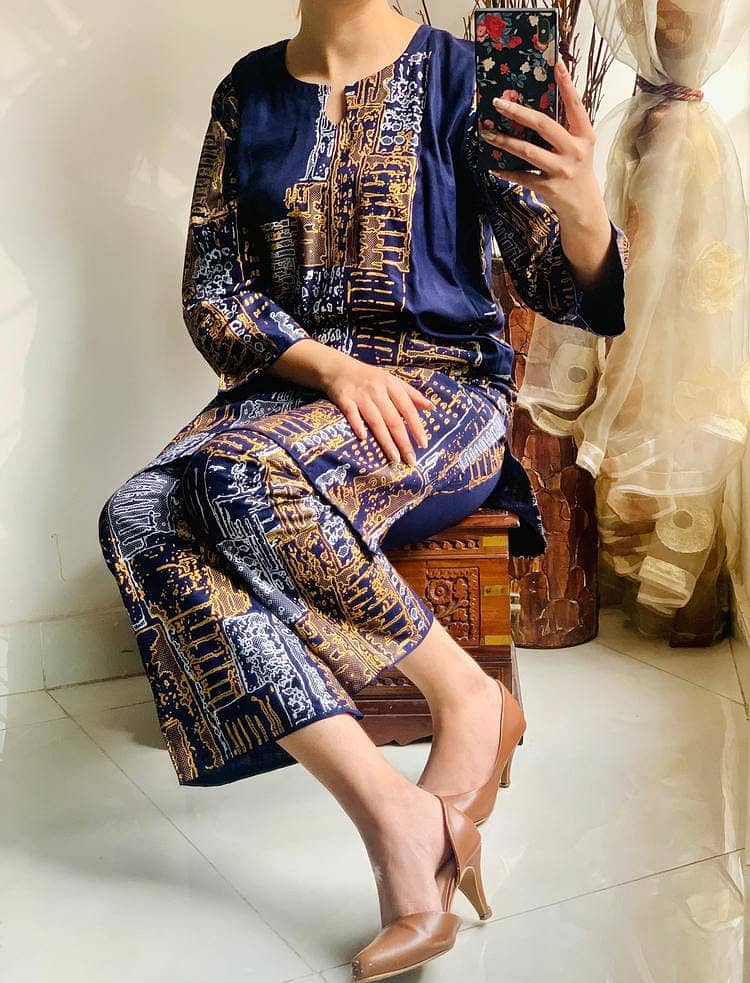 2 Pcs Women’s Stitched Linen Printed Suit – Elegant and Comfortable 2