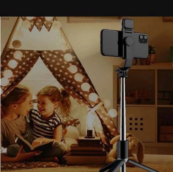 Selfie stick with LED light mini tripod stand and bluetooth remote 5