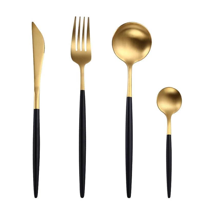 24 Pcs Black Gold Premium Stainless Steel Cutlery Set 4