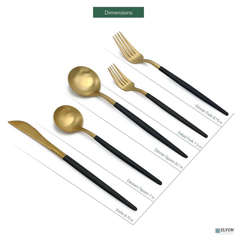 24 Pcs Black Gold Premium Stainless Steel Cutlery Set 5