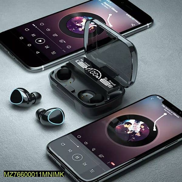 m10 digital display case earbuds black 1